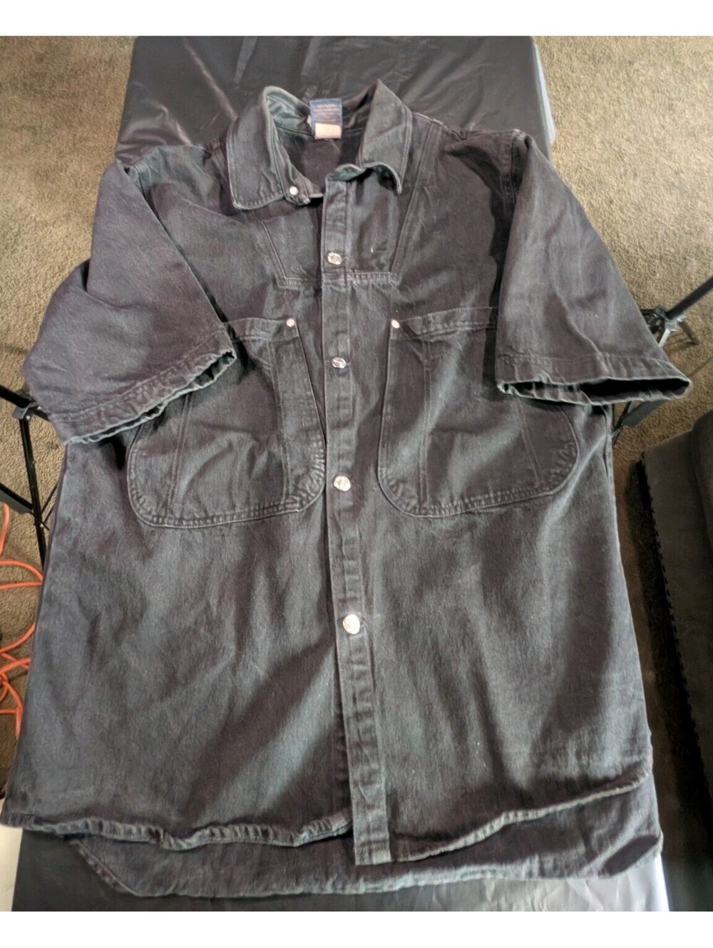 Vintage Karl Kani Short Sleeve Denim Button Up Shirt 90s 2Pac Streetwear - M